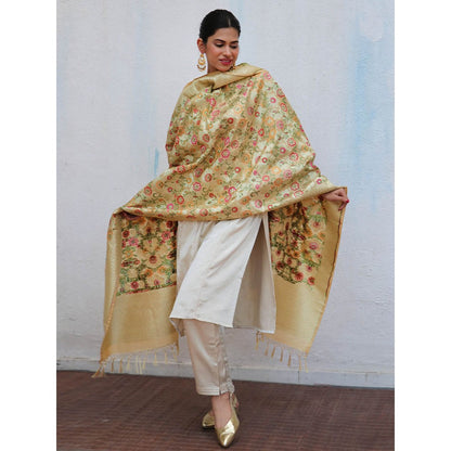 Chidiyaa Sufiyana Akidat Handwoven Banarasi Kimkhab Brocade Dupatta