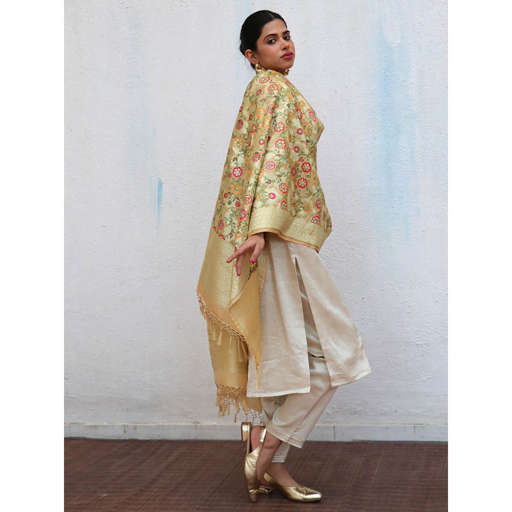 Chidiyaa Sufiyana Akidat Handwoven Banarasi Kimkhab Brocade Dupatta
