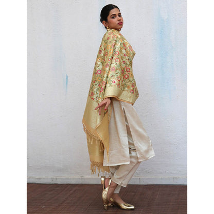 Chidiyaa Sufiyana Akidat Handwoven Banarasi Kimkhab Brocade Dupatta