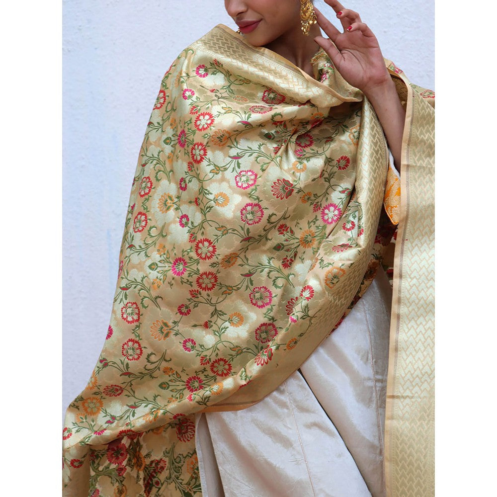 Chidiyaa Sufiyana Akidat Handwoven Banarasi Kimkhab Brocade Dupatta