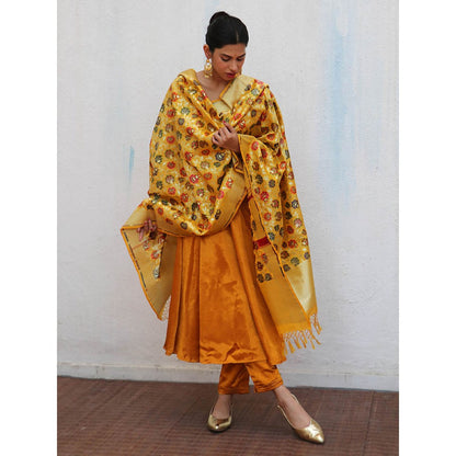 Chidiyaa Sufiyana Ibadat Handwoven Banarasi Kimkhab Brocade Dupatta