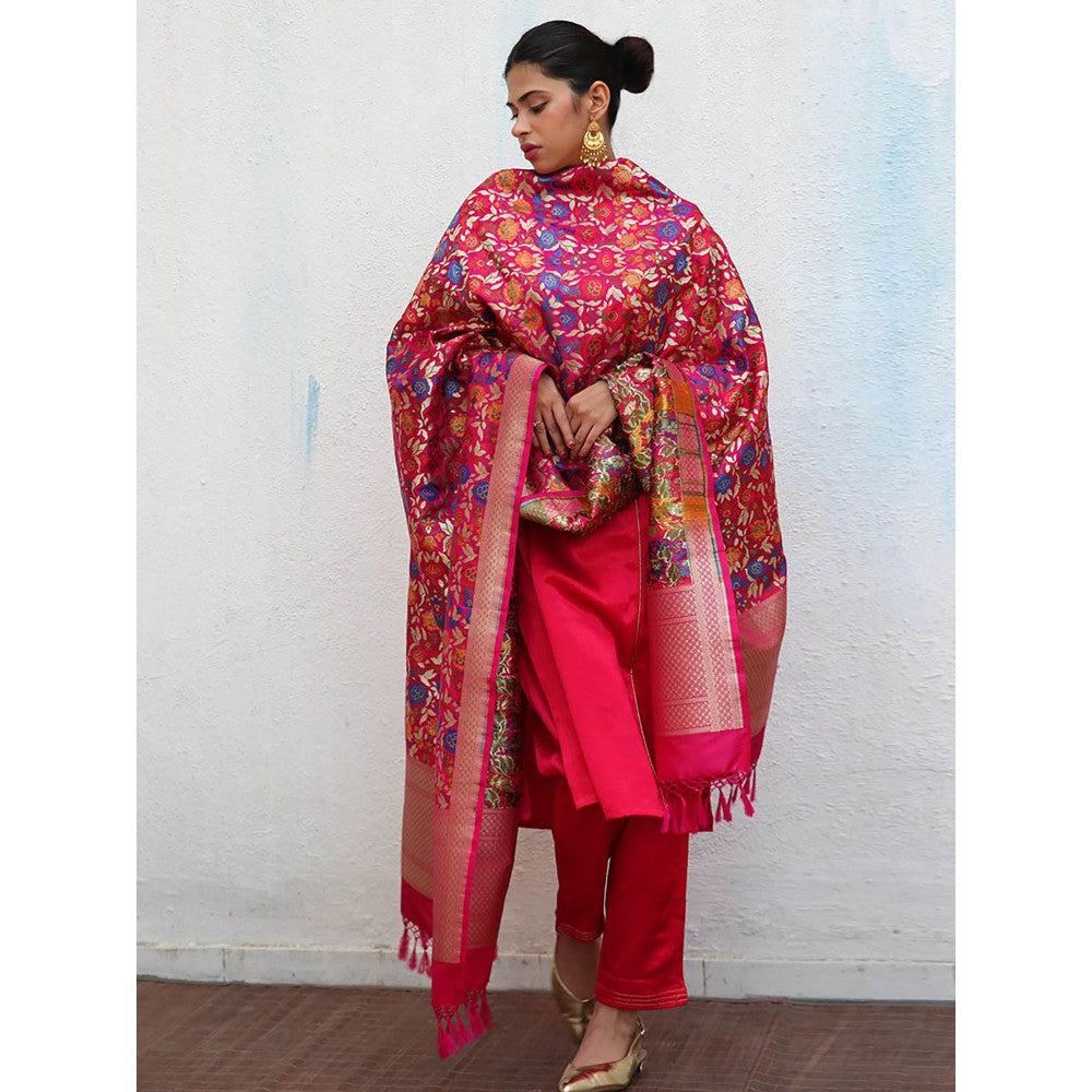 Chidiyaa Sufiyana Ulfat Handwoven Banarasi Kimkhab Brocade Dupatta