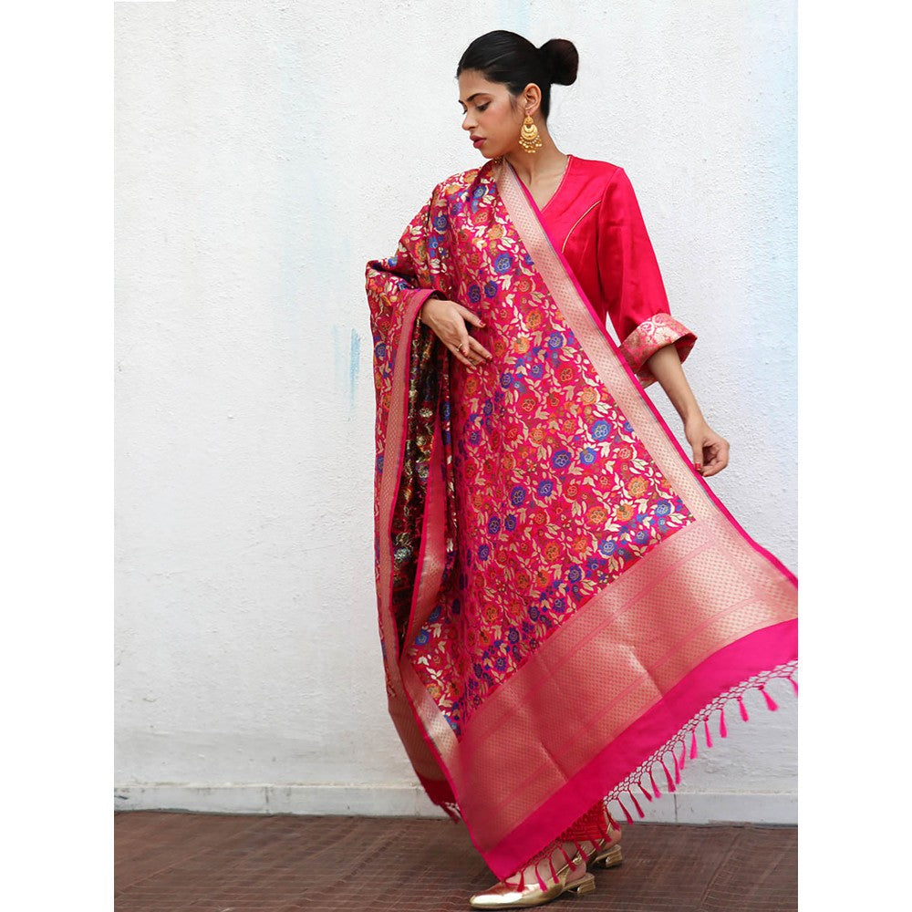 Chidiyaa Sufiyana Ulfat Handwoven Banarasi Kimkhab Brocade Dupatta