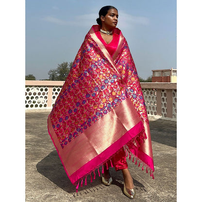Chidiyaa Sufiyana Ulfat Handwoven Banarasi Kimkhab Brocade Dupatta