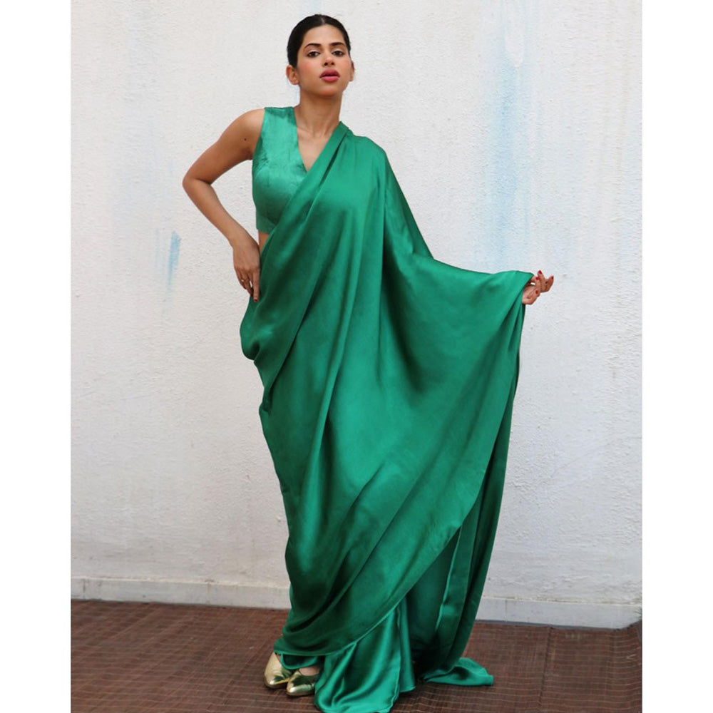 Chidiyaa Green Naushaba Modal Silk Saree