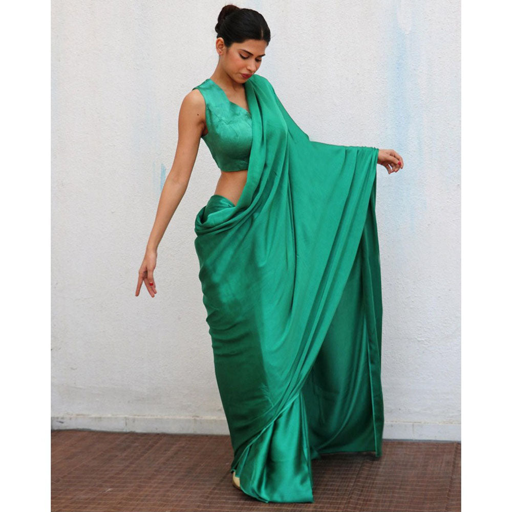 Chidiyaa Green Naushaba Modal Silk Saree