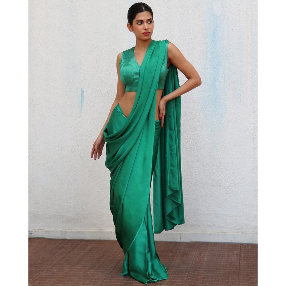 Chidiyaa Green Naushaba Modal Silk Saree