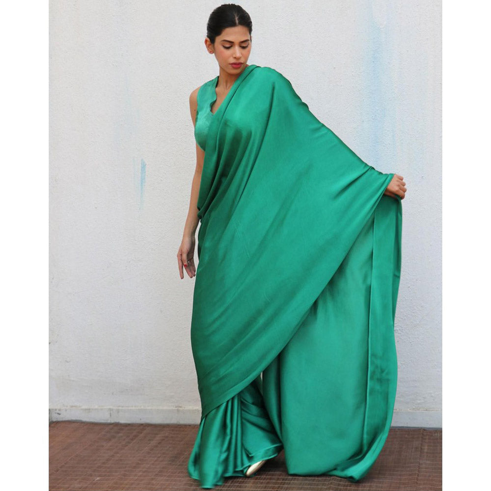 Chidiyaa Green Naushaba Modal Silk Saree