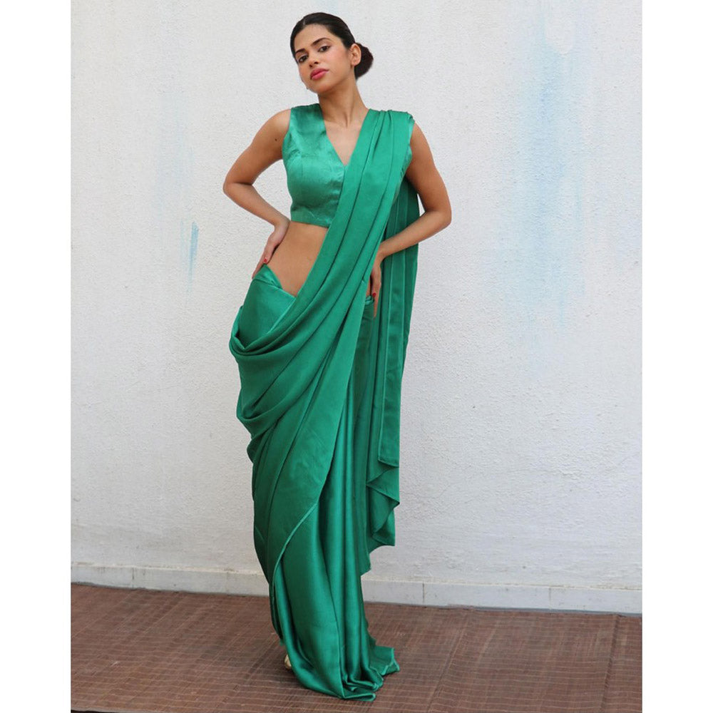 Chidiyaa Green Naushaba Modal Silk Saree