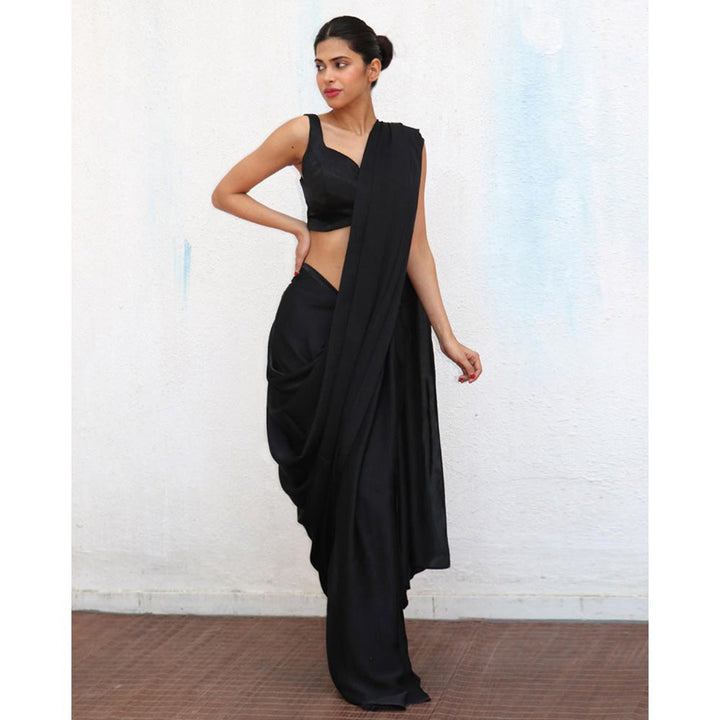 Chidiyaa Black Fazira Modal Silk Saree