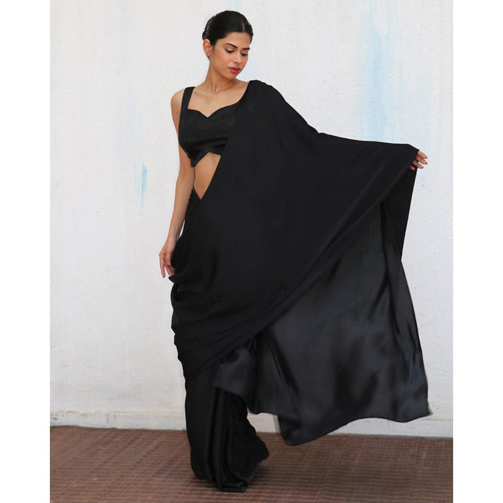Chidiyaa Black Fazira Modal Silk Saree