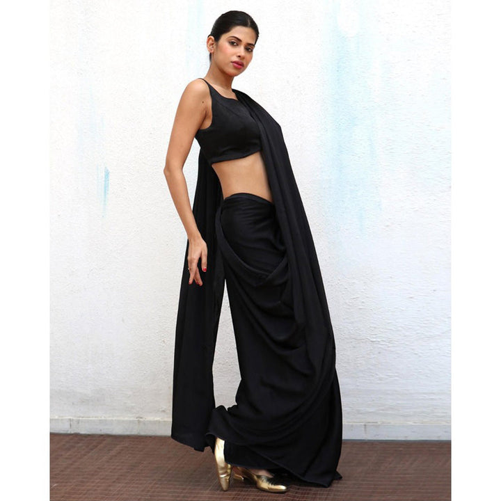 Chidiyaa Black Fazira Modal Silk Saree