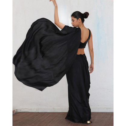 Chidiyaa Black Fazira Modal Silk Saree