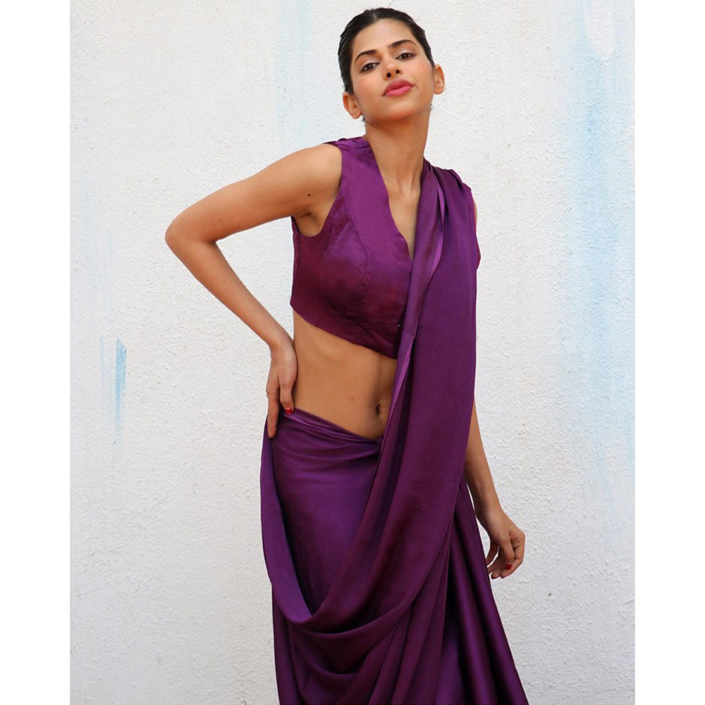 Chidiyaa Purple Anahita Modal Silk Saree