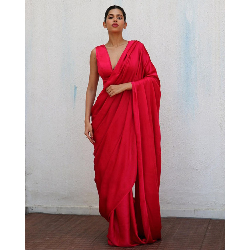 Chidiyaa Pink Marina Modal Silk Saree
