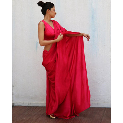 Chidiyaa Pink Marina Modal Silk Saree