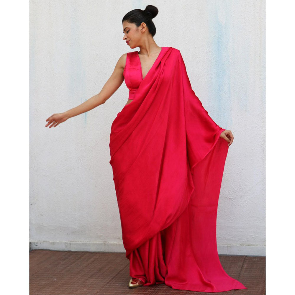 Chidiyaa Pink Marina Modal Silk Saree
