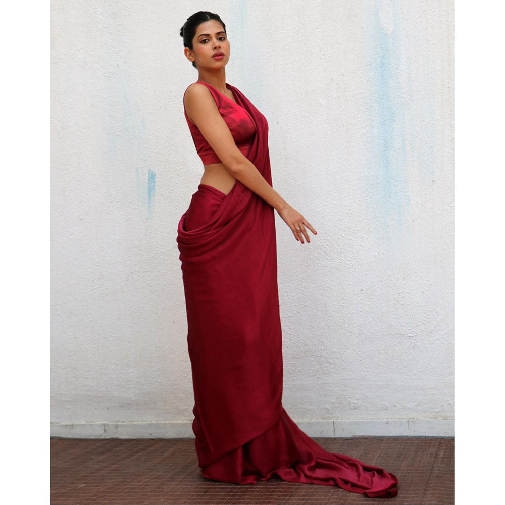 Chidiyaa Maroon Amaya Modal Silk Saree