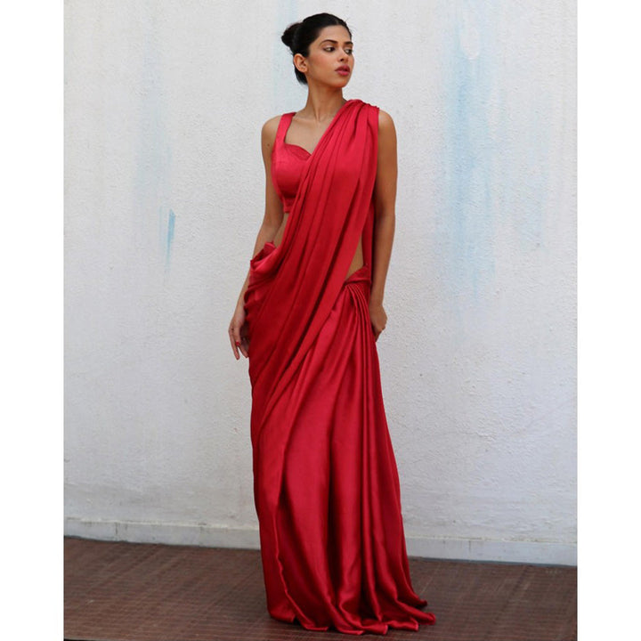 Chidiyaa Red Jora Modal Silk Saree