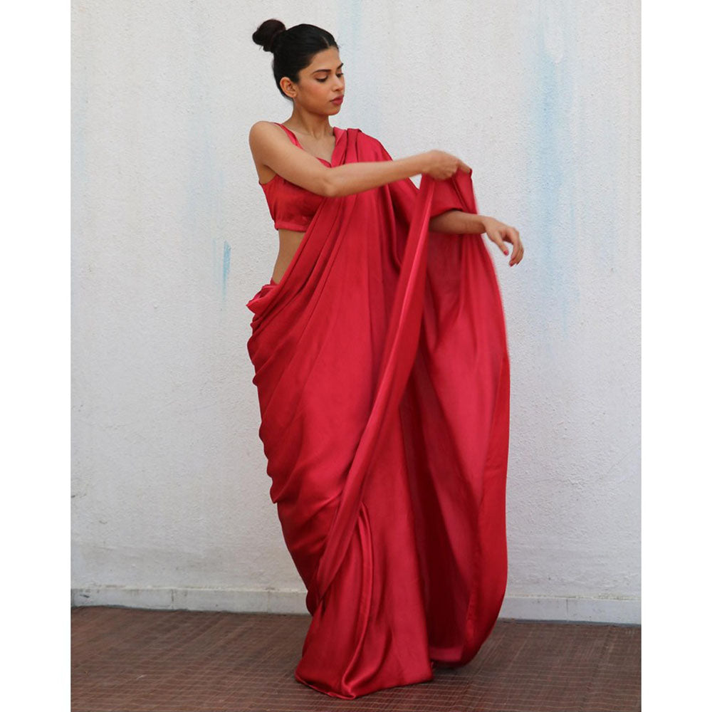 Chidiyaa Red Jora Modal Silk Saree