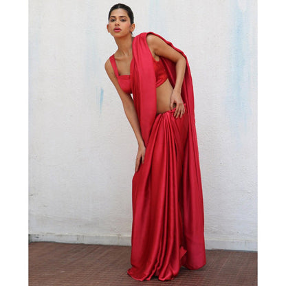 Chidiyaa Red Jora Modal Silk Saree