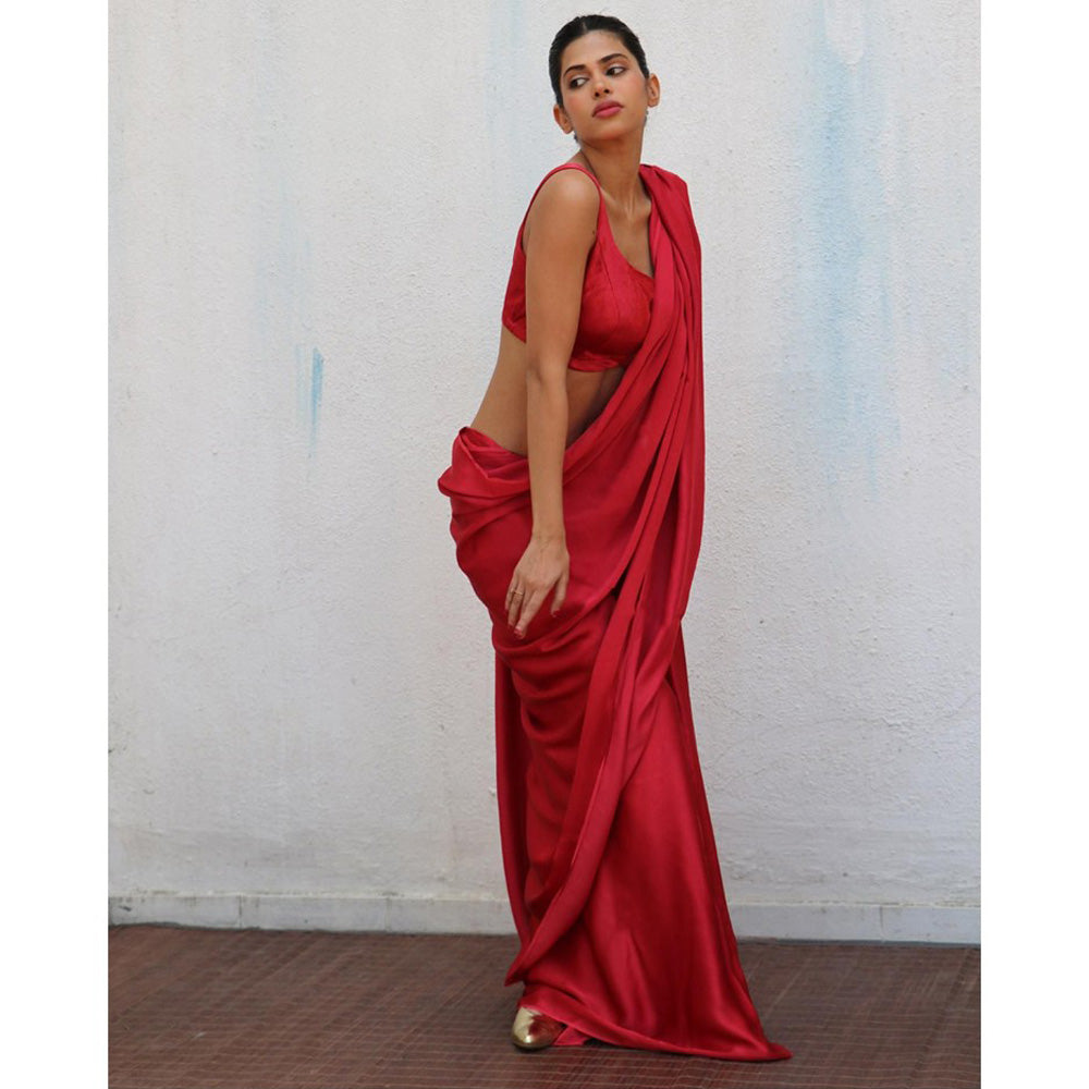 Chidiyaa Red Jora Modal Silk Saree