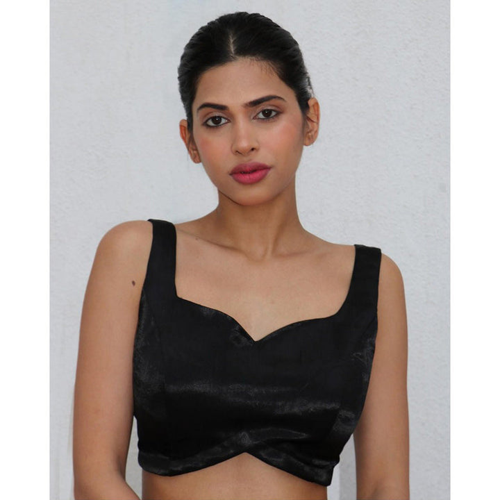 Chidiyaa Black Kailani Mashru Silk Stitched Blouse