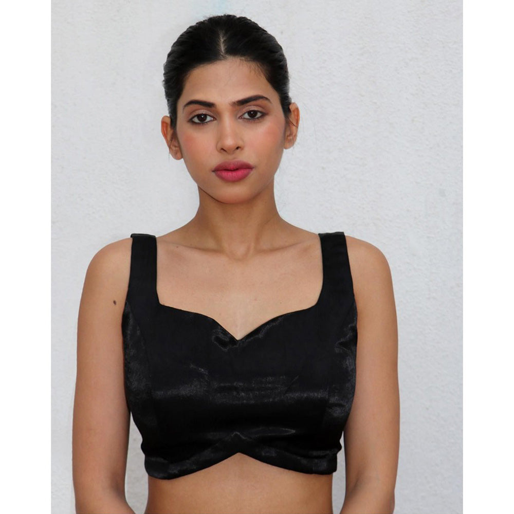 Chidiyaa Black Kailani Mashru Silk Stitched Blouse