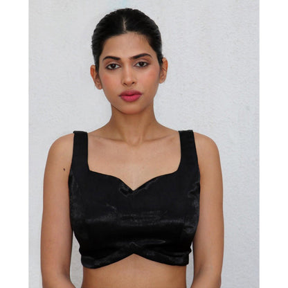 Chidiyaa Black Kailani Mashru Silk Stitched Blouse