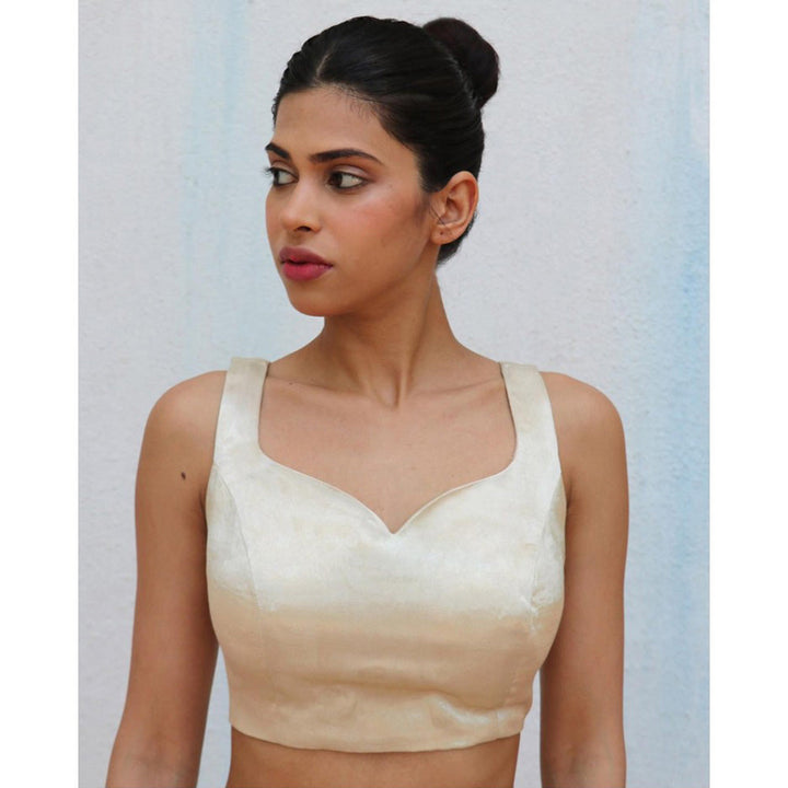 Chidiyaa Cream Tarni Mashru Silk Stitched Blouse