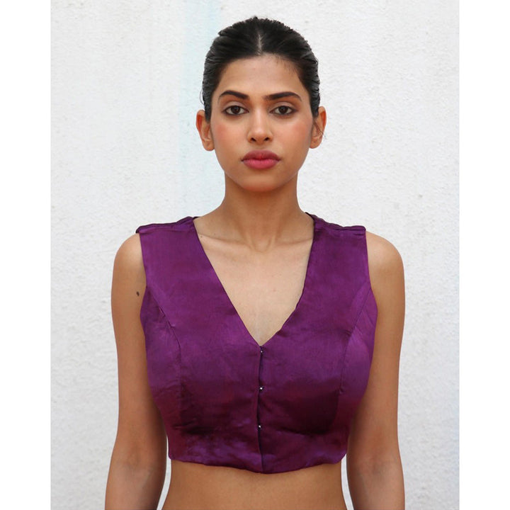 Chidiyaa Purple Sarita Mashru Silk Stitched Blouse