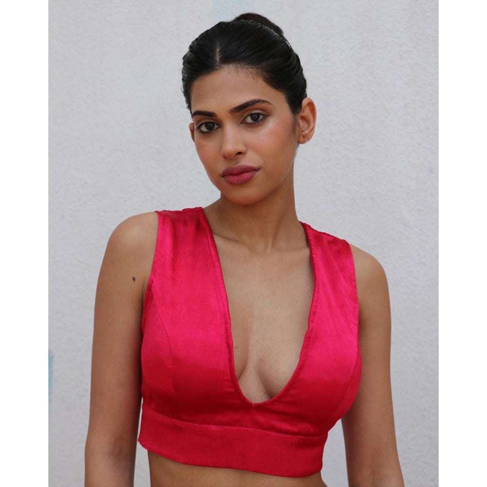 Chidiyaa Pink Sanchala Mashru Silk Stitched Blouse