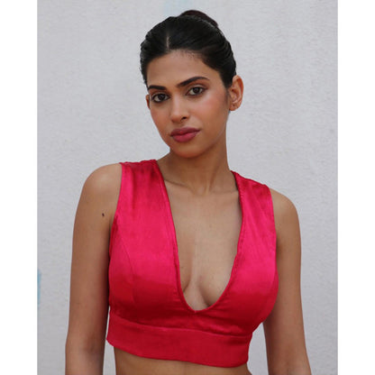 Chidiyaa Pink Sanchala Mashru Silk Stitched Blouse