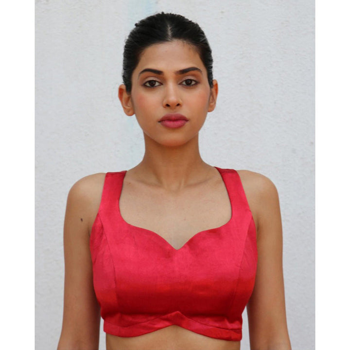 Chidiyaa Red Sarasavi Mashru Silk Stitched Blouse