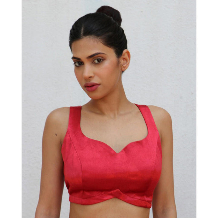 Chidiyaa Red Sarasavi Mashru Silk Stitched Blouse