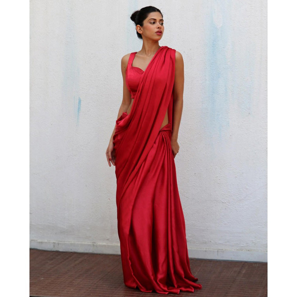 Chidiyaa Red Sarasavi Mashru Silk Stitched Blouse