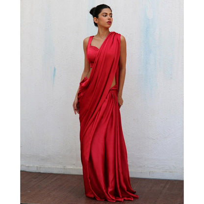 Chidiyaa Red Sarasavi Mashru Silk Stitched Blouse