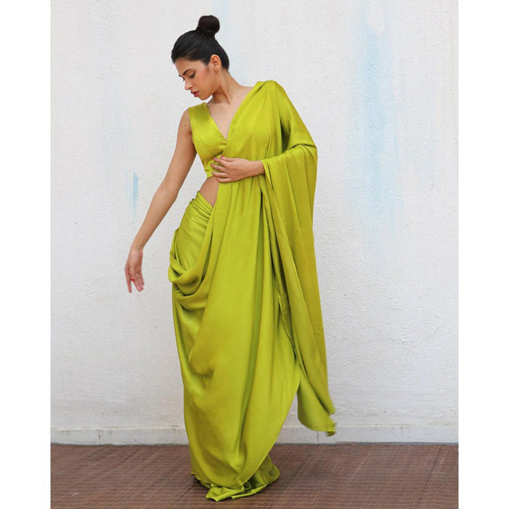 Chidiyaa Green Tapi Mashru Silk Stitched Blouse