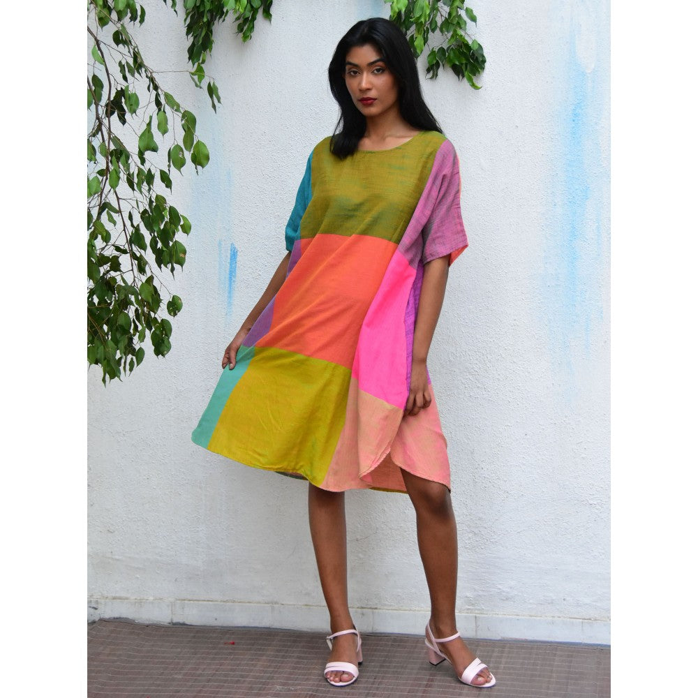 Chidiyaa Rainbow Cafe Tropical Tides Free Size Handwoven Cotton Dress