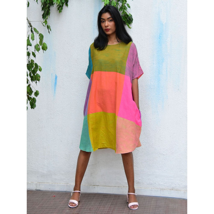 Chidiyaa Rainbow Cafe Tropical Tides Free Size Handwoven Cotton Dress