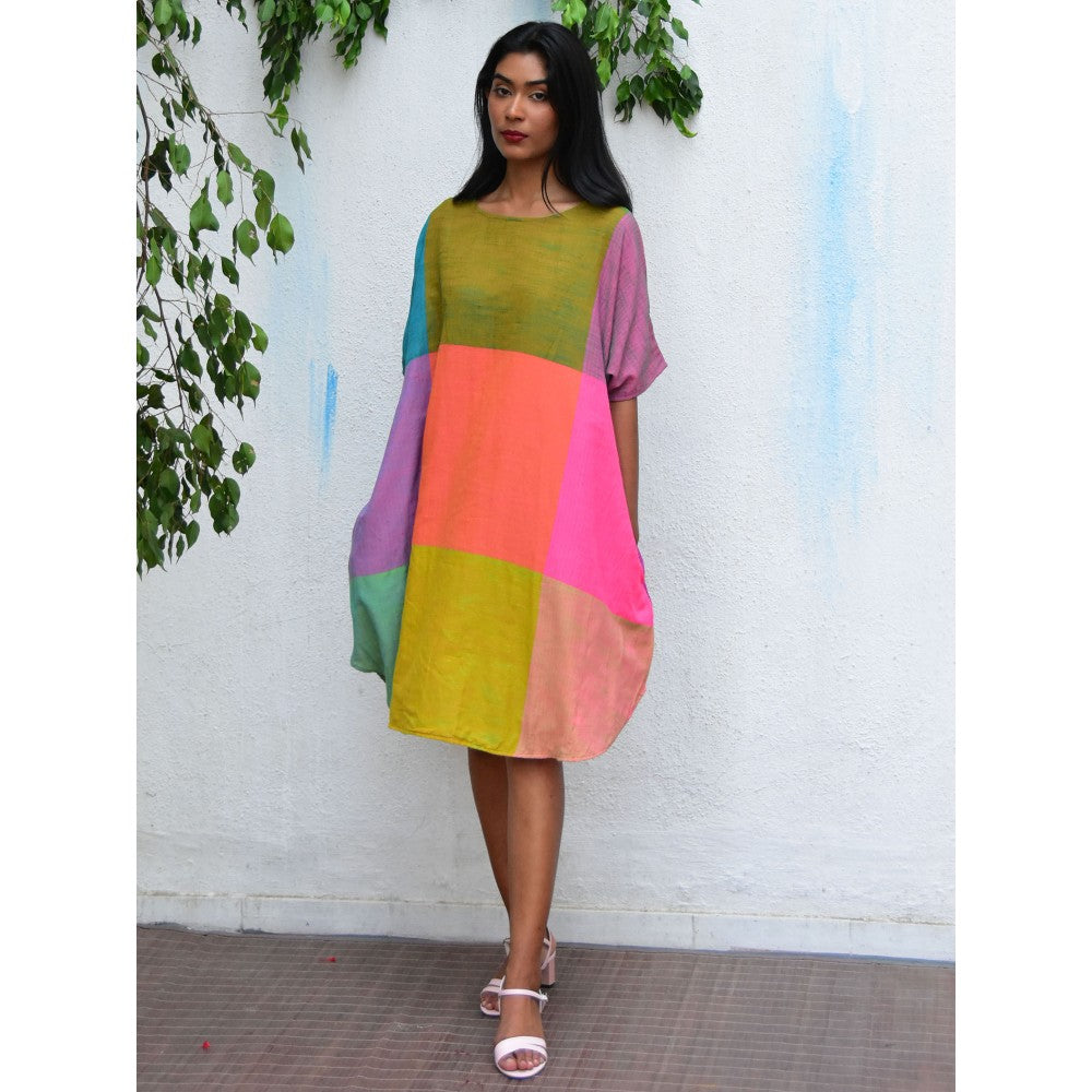 Chidiyaa Rainbow Cafe Tropical Tides Free Size Handwoven Cotton Dress