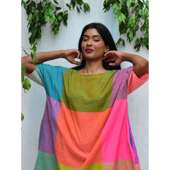 Chidiyaa Rainbow Cafe Tropical Tides Free Size Handwoven Cotton Dress