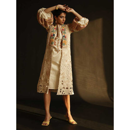 CHANDRIMA Ivory Kala Cotton Cutwork Jacket