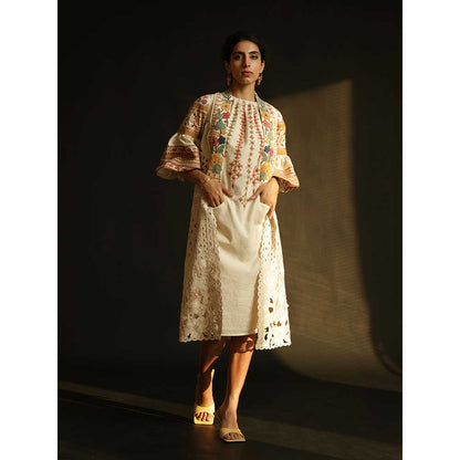 CHANDRIMA Ivory Kala Cotton Cutwork Jacket