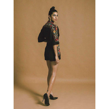 CHANDRIMA Black Kala Cotton Playsuit