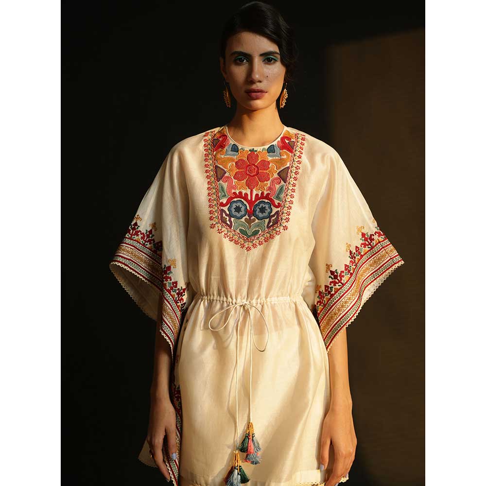 CHANDRIMA Ivory Chanderi Kaftan