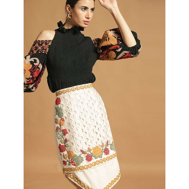 CHANDRIMA Ivory Kala Cotton Skirt