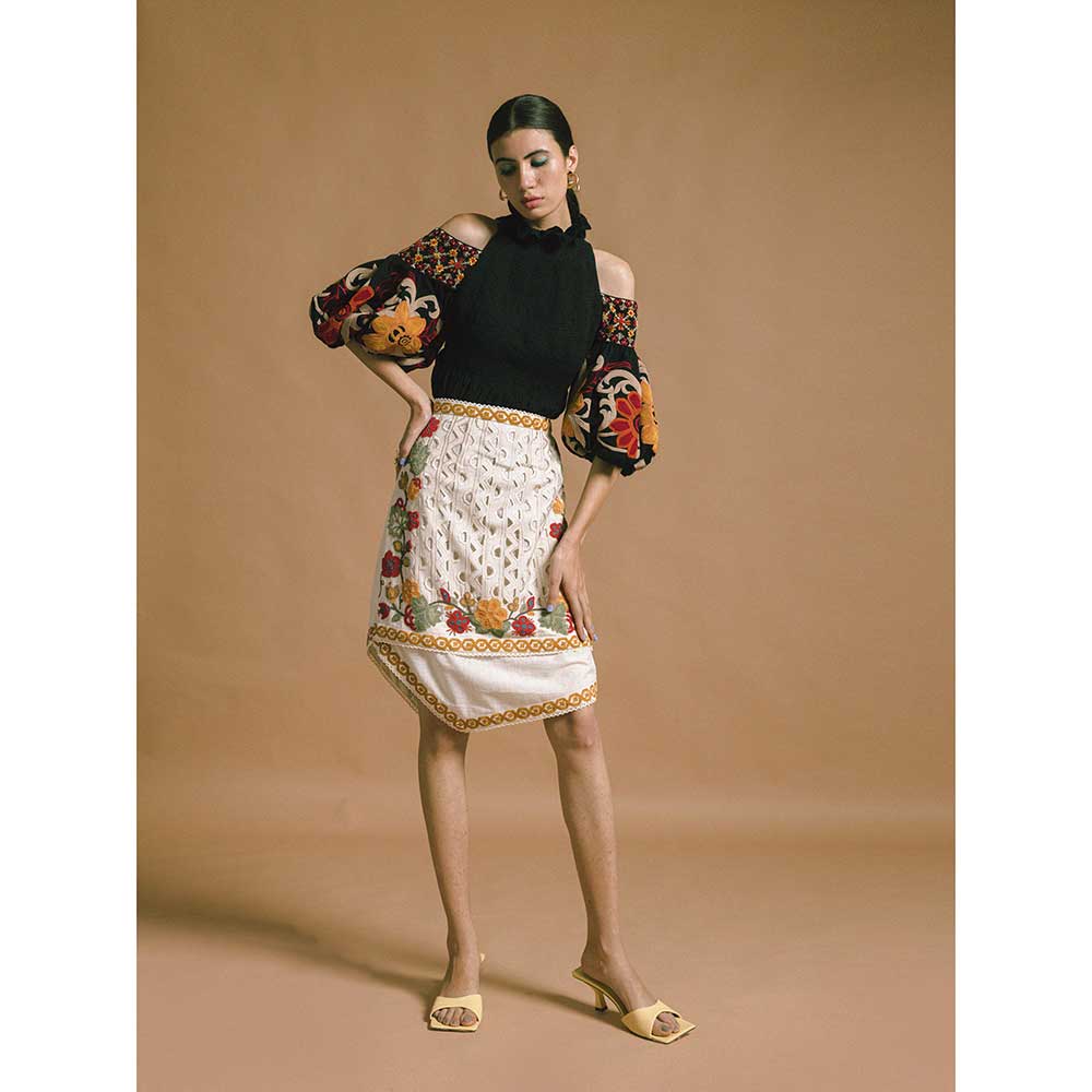 CHANDRIMA Ivory Kala Cotton Skirt