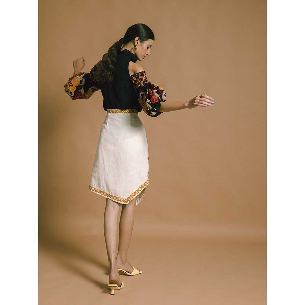 CHANDRIMA Ivory Kala Cotton Skirt