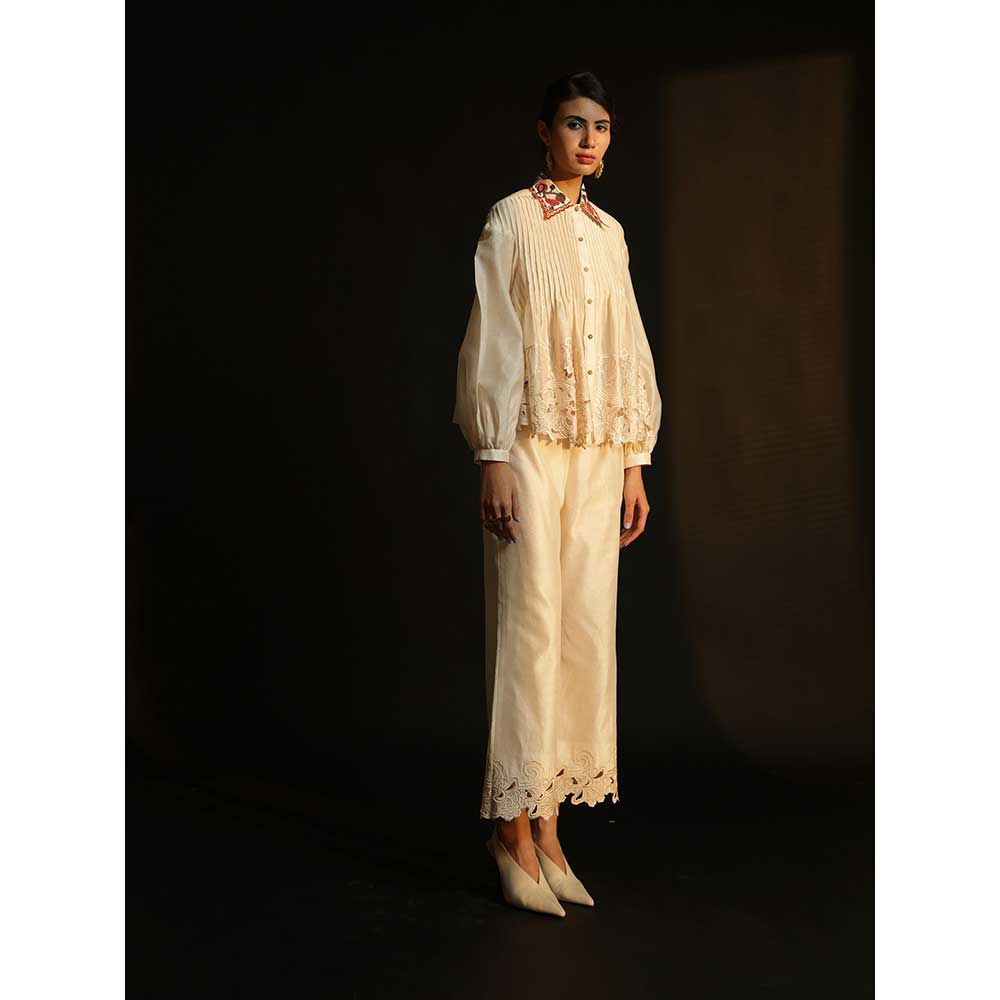 CHANDRIMA Ivory Shirt With Beadwork And Cutwork